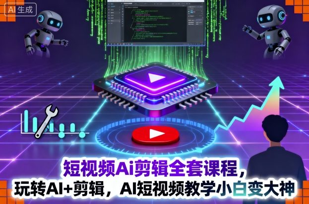 短视频Ai剪辑全套课程，玩转AI+剪辑，AI短视频教学小白变大神 - 来及网络