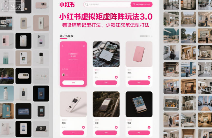 小红书虚拟矩阵玩法3.0，铺货铺笔记型打法，少款狂怼笔记型打法 - 来及网络