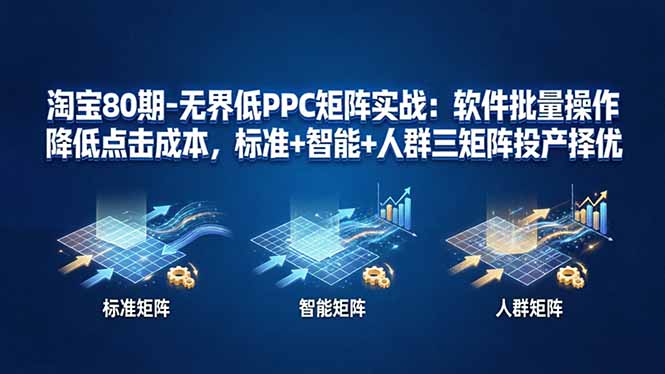 淘宝80期-无界低PPC矩阵实战：软件批量操作降低点击成本，标准+智能+人群三矩阵投产择优 - 来及网络