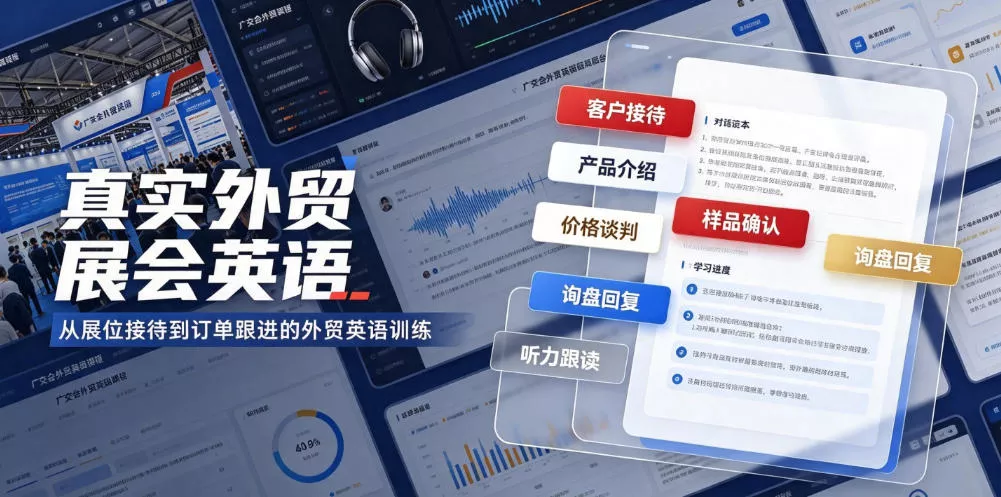 真实外贸展会英语，广交会外贸口语听力突击课程【音频】 - 来及网络
