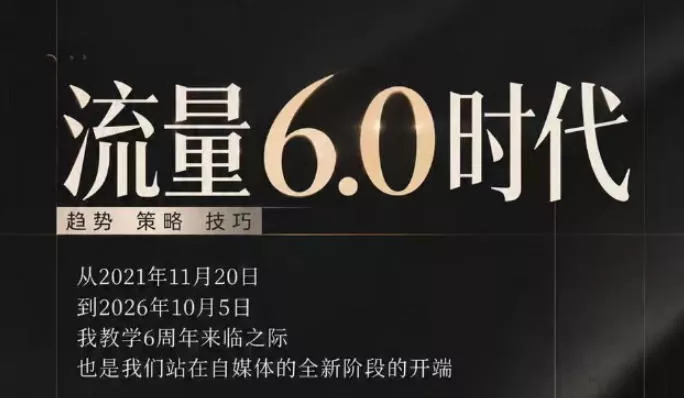 流量6.0时代直播课2026年10月，流量6.0时代的趋势、策略、技巧，2027年前，你的IP能否做起来，本场直播就是你的转折点 - 来及网络