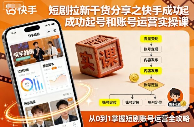 短剧拉新干货分享之快手成功起号和账号运营实操课 - 来及网络