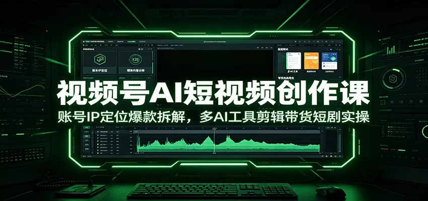 视频号AI短视频创作课：账号IP定位爆款拆解，多AI工具剪辑带货短剧实操 - 来及网络