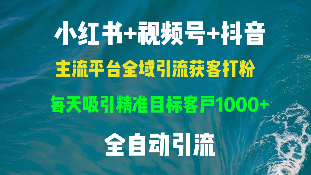 （13104期）小红书，视频号，抖音主流平台全域引流获客打粉，每天吸引精准目标客户… - 来及网络