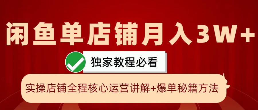 闲鱼单店铺月入3W+实操展示，爆单核心秘籍，一学就会 - 来及网络