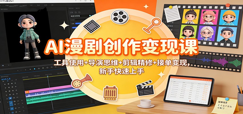 AI漫剧创作变现课：工具使用+导演思维+剪辑精修+接单变现，新手快速上手 - 来及网络