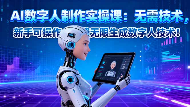 AI数字人制作实操课：无需技术，新手可操作，免费无限生成数字人技术！ - 来及网络