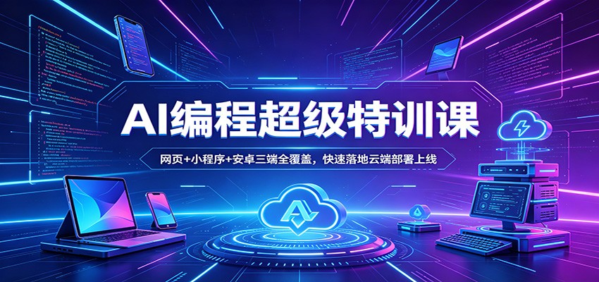 AI编程超级特训课：网页+小程序+安卓三端全覆盖，快速落地云端部署上线 - 来及网络