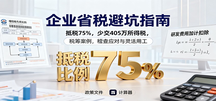 企业省税避坑指南：抵税75%，少交405万所得税，税筹案例，稽查应对与灵活用工 - 来及网络