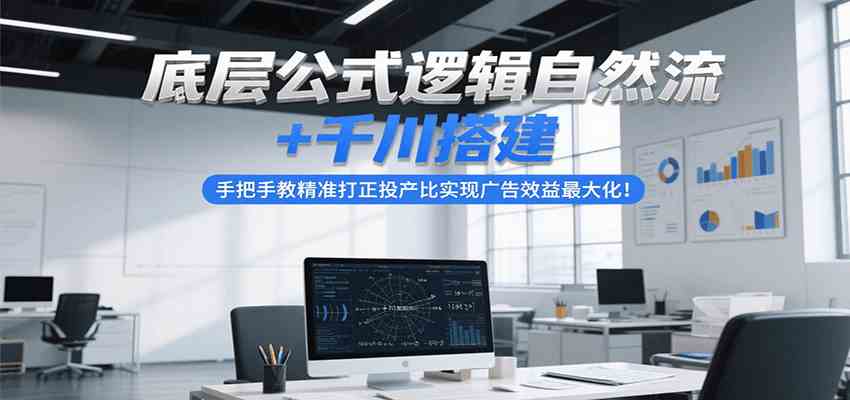 底层公式逻辑自然流+千川搭建，手把手教精准打正投产比实现广告效益最大化！ - 来及网络