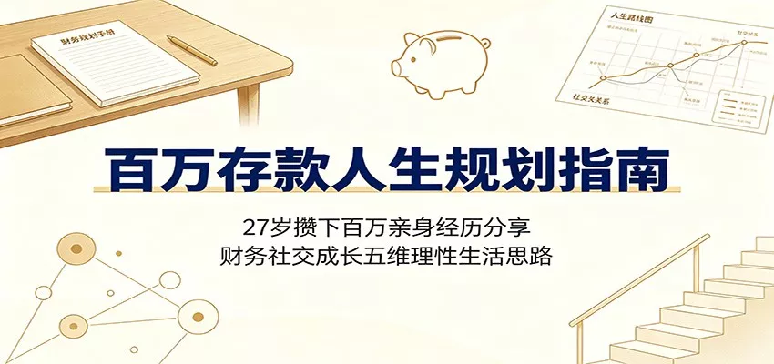 百万存款人生规划指南：27岁攒下百万亲身经历分享，财务社交成长五维理性生活思路 - 来及网络
