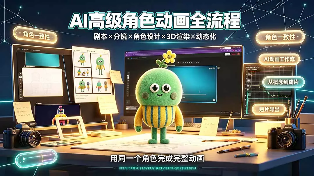 AI高级角色动画全流程：剧本×分镜×角色设计×3D渲染×动态化，从概念到成片一站式教学 - 来及网络