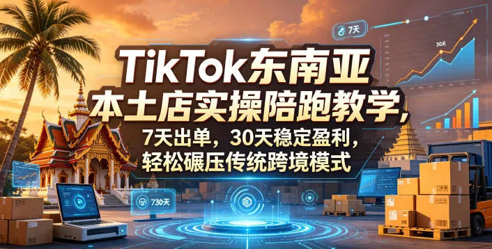 TikTok东南亚本土店实操陪跑教学，7天出单，30天稳定盈利，轻松碾压传统跨境模式(更新0819) - 来及网络