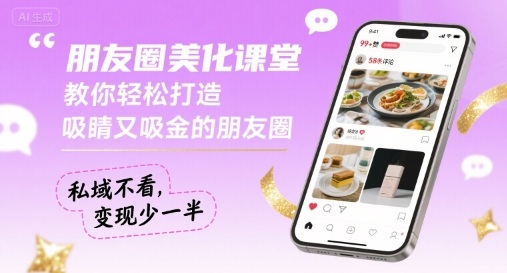 朋友圈美化课堂，教你轻松打造，吸睛又吸金的朋友圈，私域不看，变现少一半 - 来及网络