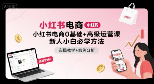 小红书电商0基础+高级运营课，新人小白必学方法，实操教学+案例分析 - 来及网络