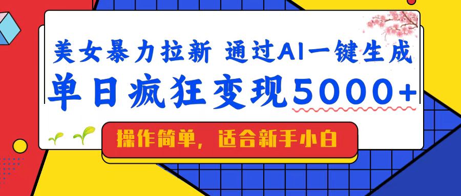 （14347期）美女暴力拉新，通过AI一键生成，单日疯狂变现5000+，纯小白一学就会！ - 来及网络