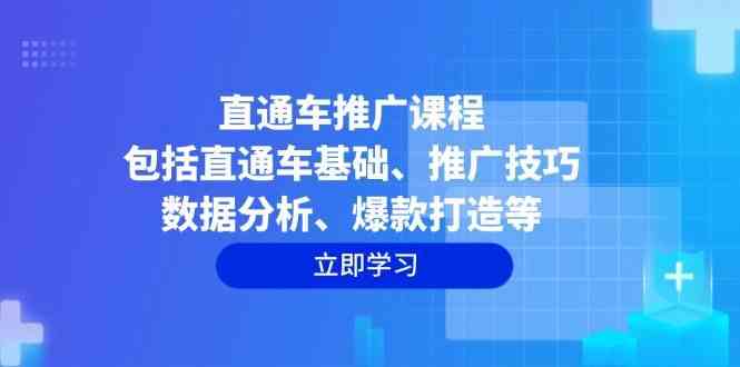 直通车推广课程：包括直通车基础、推广技巧、数据分析、爆款打造等 - 来及网络