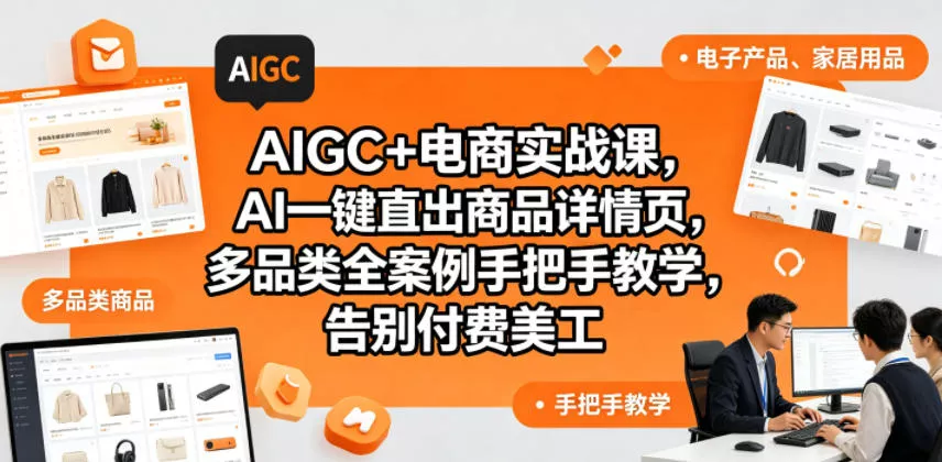 AIGC+电商实战课，AI一键直出商品详情页，多品类全案例手把手教学，告别付费美工(更新0820) - 来及网络