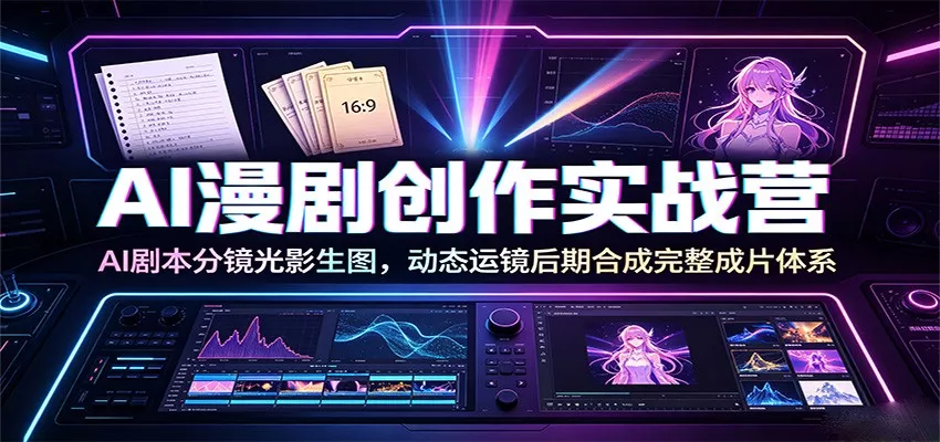 AI漫剧创作实战营：AI剧本分镜光影生图，动态运镜后期合成完整成片体系 - 来及网络