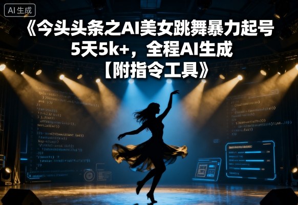 今日头条之AI美女跳舞暴力起号，5天1k+，全程AI生成【附指令工具】 - 来及网络