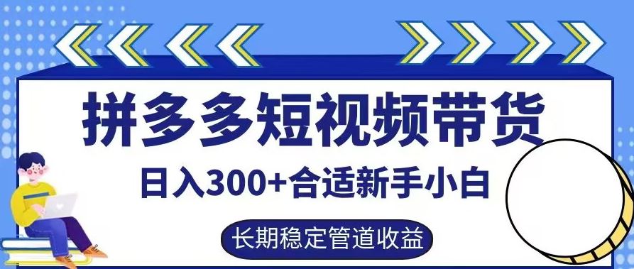 拼多多短视频带货日入300+有长期稳定被动收益，合适新手小白【揭秘】 - 来及网络