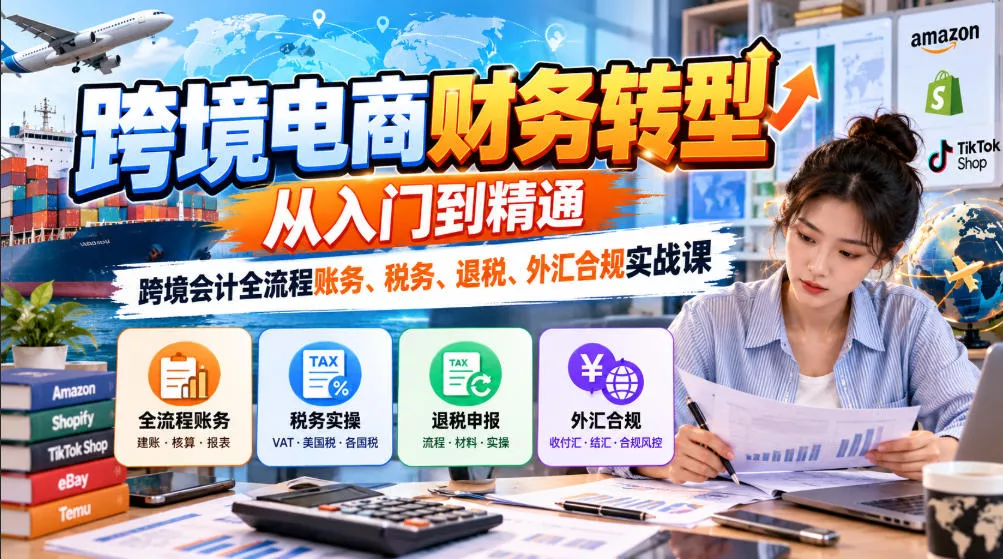 跨境电商财务转型：从入门到精通｜跨境会计全流程账务、税务、退税、外汇合规实战课 - 来及网络