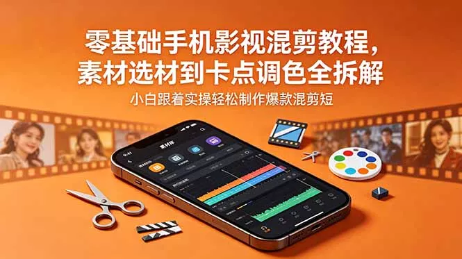 零基础手机影视混剪教程，素材选材到卡点调色全拆解，小白跟着实操轻松制作爆款混剪短片 - 来及网络