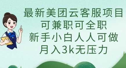 最新美团云客服项目，可兼职可全职，新手小白人人可做，月入3k无压力 - 来及网络