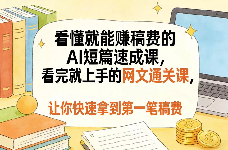 看懂就能賺稿费的AI短篇速成课，看完就上手的网文通关课，让你快速拿到第一笔稿费(更新8月) - 来及网络