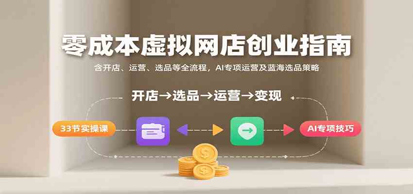 零成本虚拟网店创业指南，含开店、运营、选品等全流程， AI专项运营及蓝海选品策略 - 来及网络