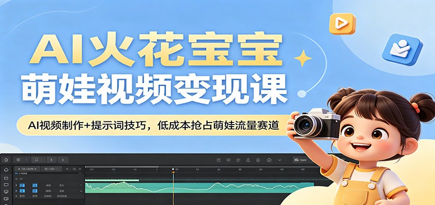 AI火花宝宝萌娃视频变现课：AI视频制作+提示词技巧，低成本抢占萌娃流量赛道 - 来及网络