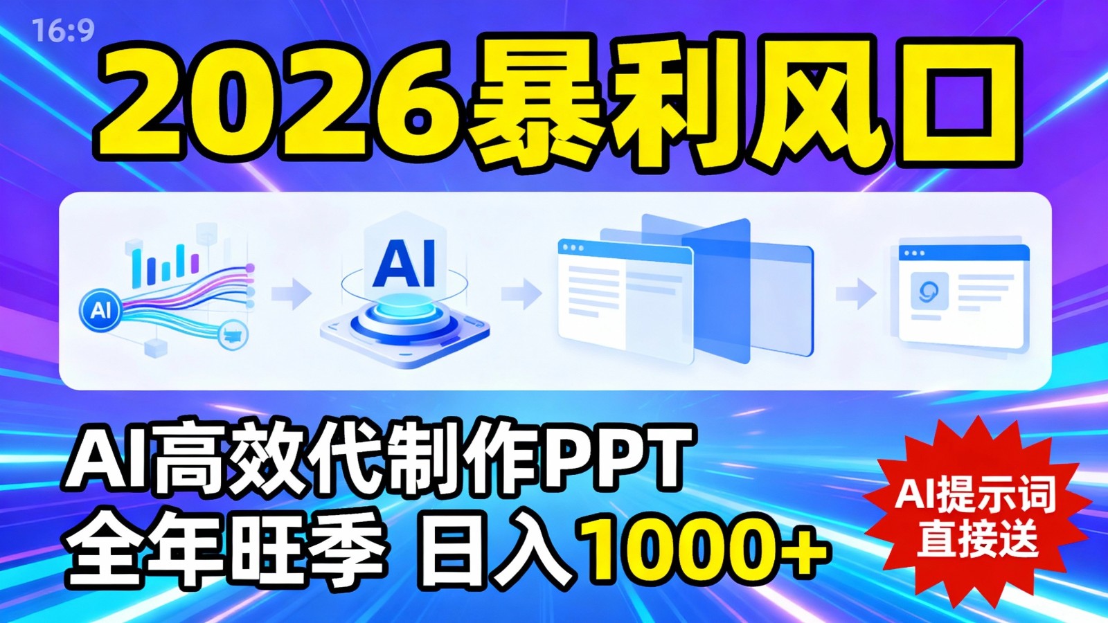 2026暴利！用AI高效代制作 PPT，全年旺季，日入 1000+，提示词直接送！ - 来及网络