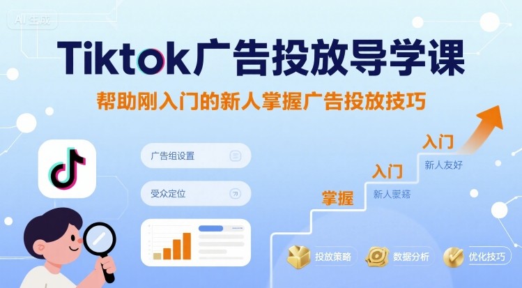 Tiktok广告投放导学课，帮助刚入门的新人掌握广告投放技巧 - 来及网络