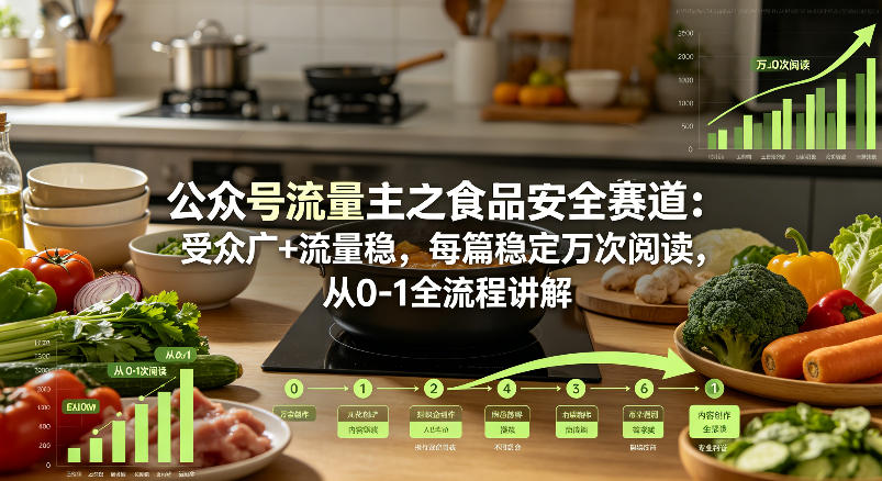 公众号流量主之食品安全赛道，受众广+流量稳，每篇作品稳定万次阅读，从0-1全流程讲解 - 来及网络