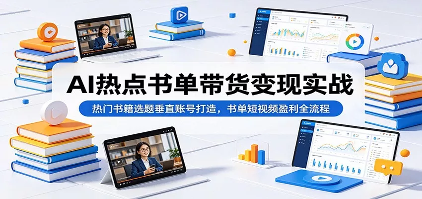 AI热点书单带货变现实战：热门书籍选题垂直账号打造，书单短视频盈利全流程 - 来及网络