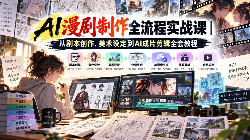 AI漫剧制作全流程实战课｜从剧本创作、美术设定到AI成片剪辑全套教程 - 来及网络