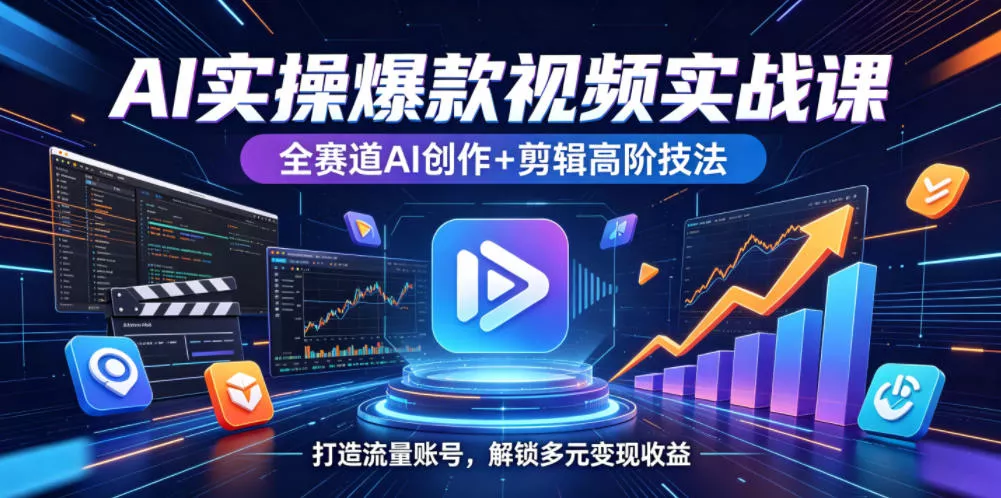 AI实操爆款视频实战课，全赛道AI创作+剪辑高阶技法，打造流量账号，解锁多元变现收益 - 来及网络