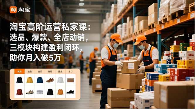 淘宝高阶运营私家课：选品、爆款、全店动销，三模块构建盈利闭环，助你月入破5万 - 来及网络