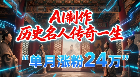暴力起号！用AI制作历史名人传奇一生，单月涨粉24W，涨粉+变现赛道黑马来了 - 来及网络