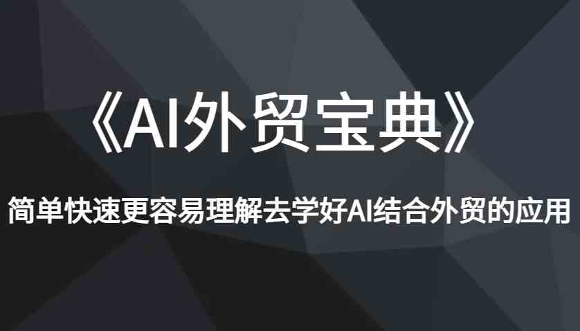 《AI外贸宝典》简单快速更容易理解去学好AI结合外贸的应用 - 来及网络