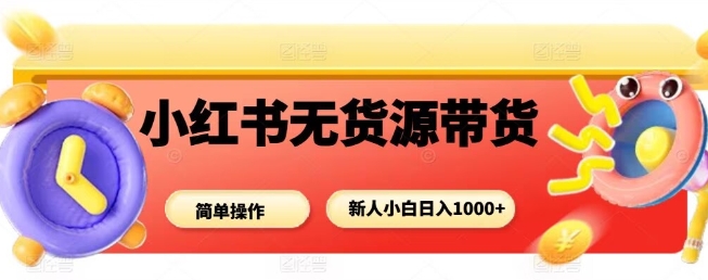 小红书无货源带货项目，简单无脑，新人小白日入多张 - 来及网络