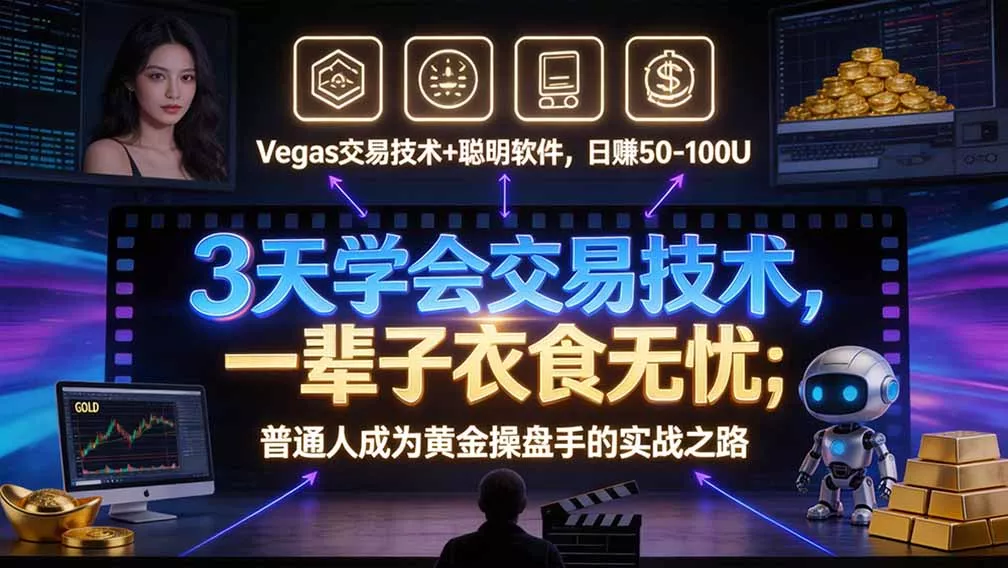 “顺势而为交易系统”3天学会交易技术，聪明软件辅助，小白也能看懂趋势交易，日入30-100U,长期稳定 - 来及网络