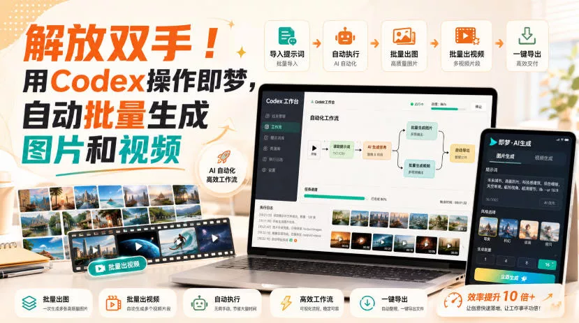 解放双手！用Codex操作即梦，自动批量生成图片和视频 - 来及网络