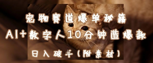 宠物赛道爆单秘籍：AI+数字人10分钟造爆款，日入1k - 来及网络