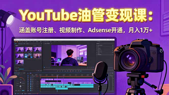 2025YouTube油管变现课：涵盖账号注册、视频制作、Adsense开通，月入1万+ - 来及网络