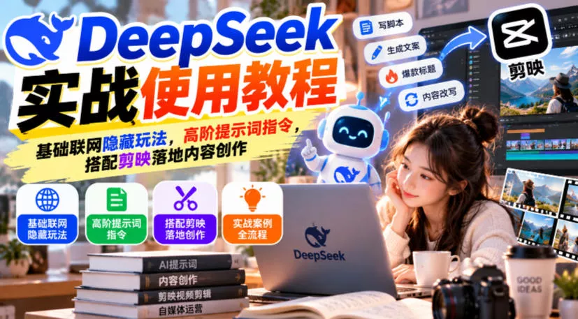 DeepSeek实战使用教程｜基础联网隐藏玩法，高阶提示词指令，搭配剪映落地内容创作 - 来及网络