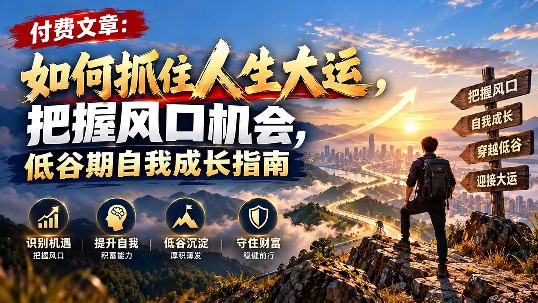 付费文章：如何抓住人生大运，把握风口机会，低谷期自我成长指南 - 来及网络