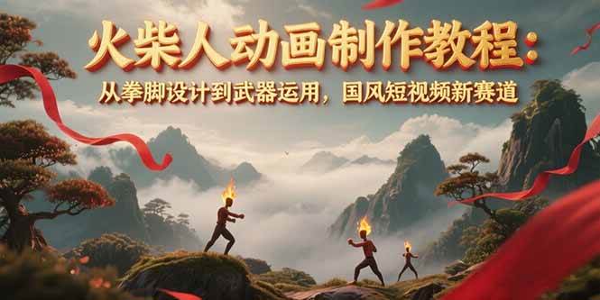 火柴人动画制作教程：从拳脚设计到武器运用，国风短视频新赛道 - 来及网络
