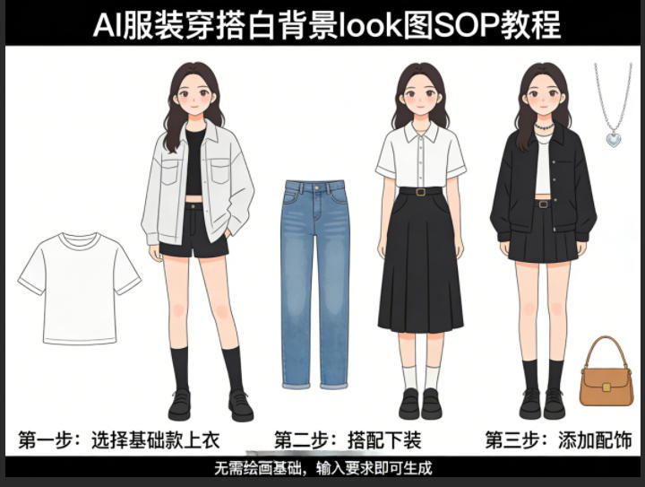 AI服装穿搭白背景look图SOP教程，不用会画画，提几句具体要求，AI就能还你一个奇迹 - 来及网络
