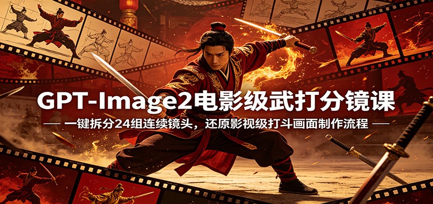 GPT-Image2电影级武打分镜课：一键拆分24组连续镜头，还原影视级打斗画面制作流程 - 来及网络